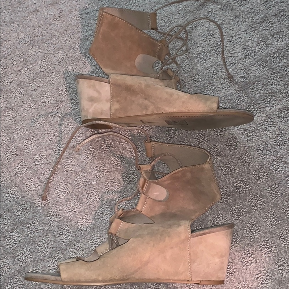 Nude lace up heeled sandals
